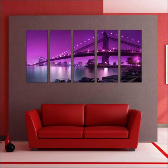 Quadro Decorativo Cidades Famoas Ponte Prédios Decorar Salas 5 Peças GG16 Menor preço em Quadro Decorativo Cidades Famoas Ponte Prédios Decorar Salas 5 Peças GG16