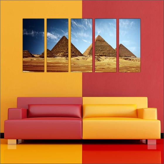 Imagem de Quadro Decorativo Cidades Famosas Egito Pirâmides 5 Peças