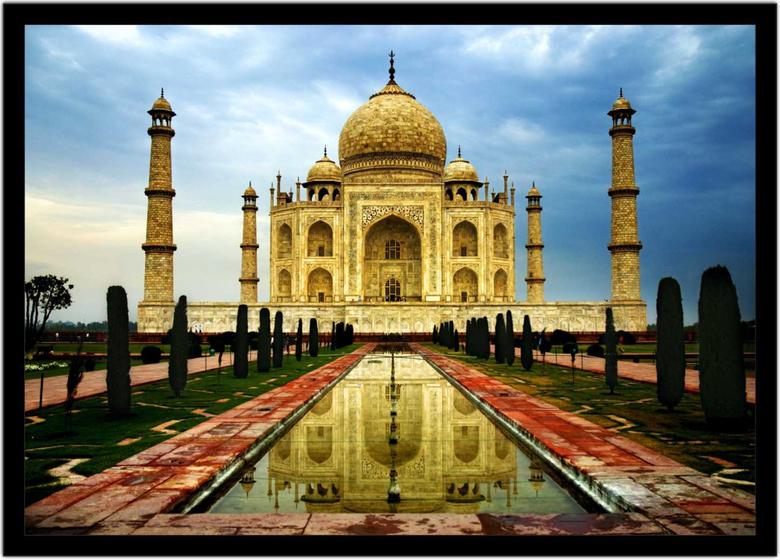 Imagem de Quadro Decorativo Cidades Países Taj Mahal Índia Religiosos Paisagem Lojas Salas Com Moldura RC172