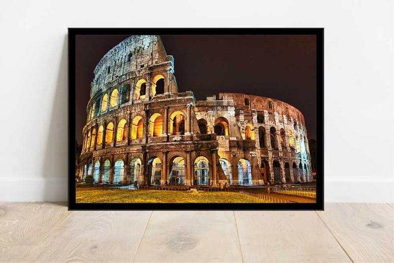 Imagem de Quadro Decorativo Cidades Roma Itália Coliseu Paisagem Abstrato Com Moldura RC155