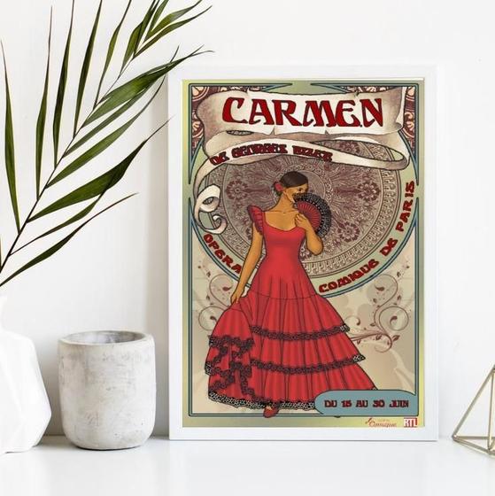 Imagem de Quadro Decorativo Cigana Carmem Poster 33x24cm - Com Vidro