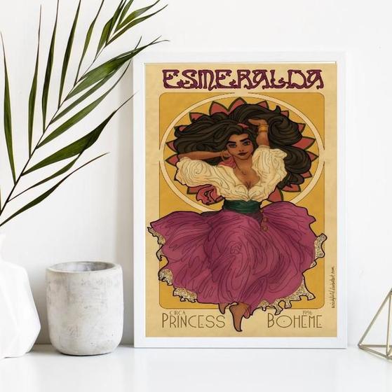 Imagem de Quadro Decorativo Cigana Esmeralda Poster 45x34cm Preto