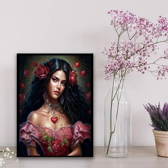 Imagem de Quadro Decorativo Cigana Rosa Vermelha 24x18cm