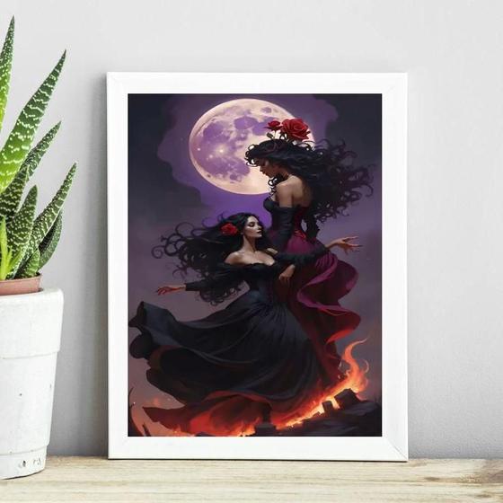 Imagem de Quadro Decorativo Ciganas - Lua Cheia 33X24Cm - Com Vidro