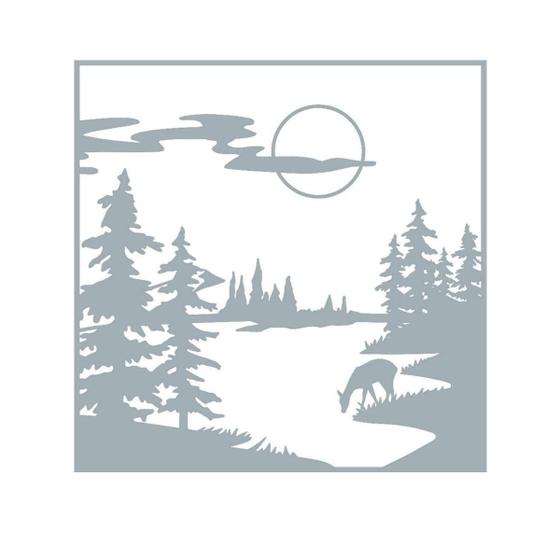 Imagem de Quadro Decorativo Cinza Mdf Paisagem Noturna Floresta 40X20