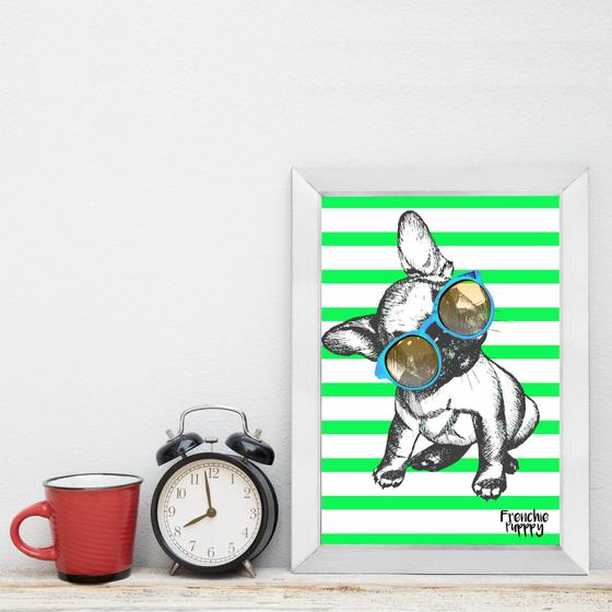 Imagem de Quadro Decorativo com Moldura Branca Cachorro Puggy 33x43cm