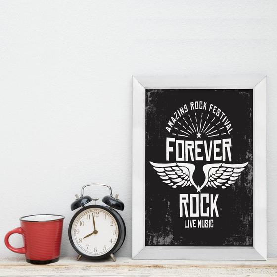 Imagem de Quadro Decorativo com Moldura Branca Rock Forever 33x43cm