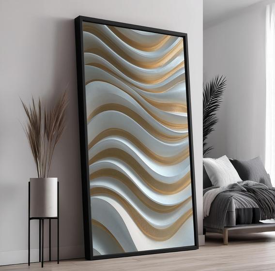 Quadro Decorativo com Moldura Caixa Ondas Textura para parede Sala, Quarto e Escritório