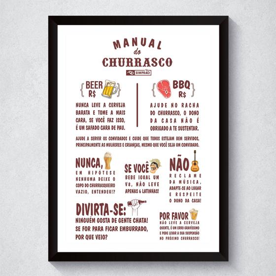 Imagem de Quadro Decorativo Com Moldura Manual Do Churrasco