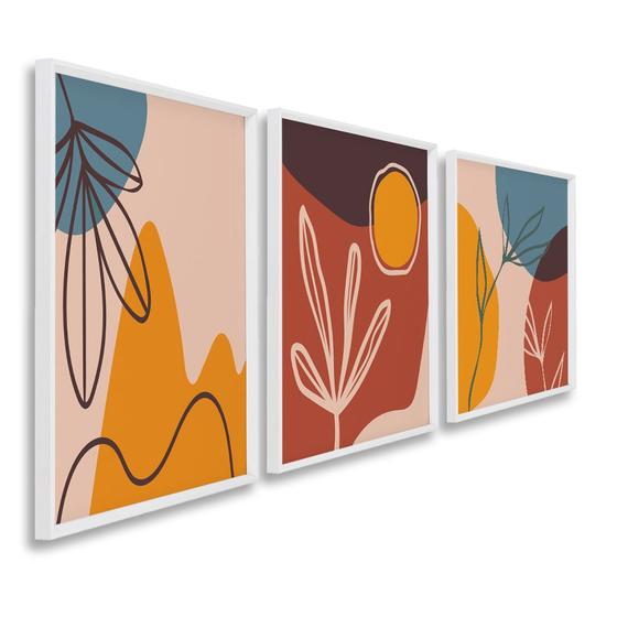 Imagem de Quadro Decorativo Composição 3 Telas de Parede para Sala Quarto Escritório