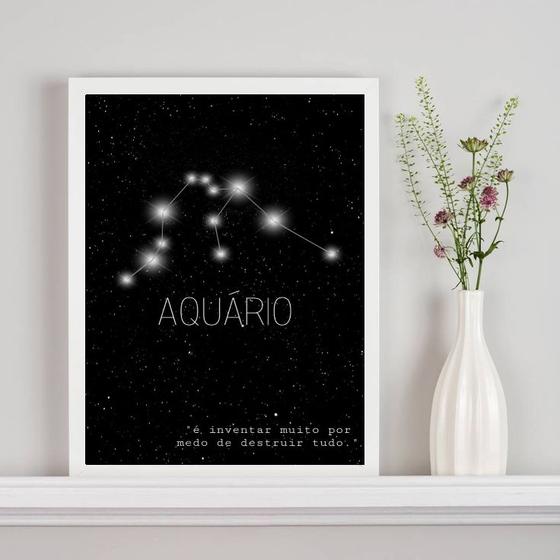 Imagem de Quadro Decorativo Constelação Signo Aquário 45x34cm - com vidro