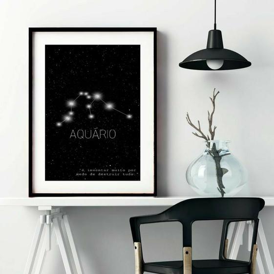 Imagem de Quadro Decorativo Constelação Signo Aquário - 60x48cm