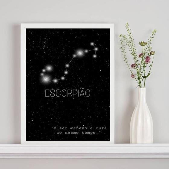 Imagem de Quadro Decorativo Constelação Signo Escorpião 45x34cm - com vidro