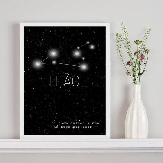 Imagem de Quadro Decorativo Constelação Signo Leão 33x24cm - Com Vidro