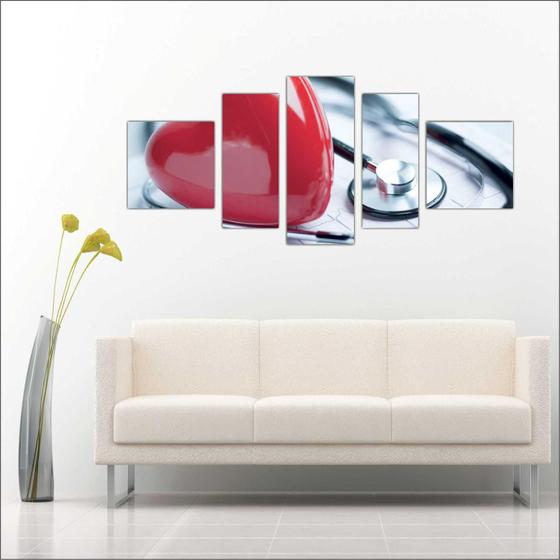 Quadro Decorativo Consultórios Médicos Medicina Mosaico 5 Peças T2 Menor preço em Quadro Decorativo Consultórios Médicos Medicina Mosaico 5 Peças T2