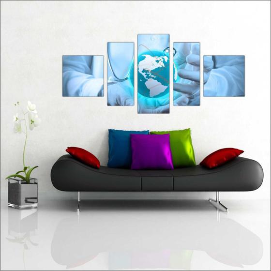 Quadro Decorativo Consultórios Médicos Medicina Mosaico 5 Peças T4 Menor preço em Quadro Decorativo Consultórios Médicos Medicina Mosaico 5 Peças T4