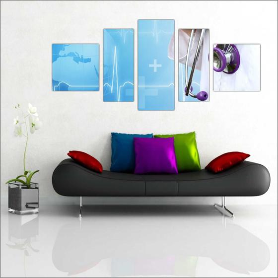 Quadro Decorativo Consultórios Médicos Medicina Mosaico 5 Peças T7 Menor preço em Quadro Decorativo Consultórios Médicos Medicina Mosaico 5 Peças T7
