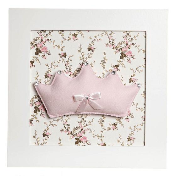 Quadro Decorativo Corôa Rosa Quarto Bebê Infantil Menina Menor preço em Quadro Decorativo Corôa Rosa Quarto Bebê Infantil Menina