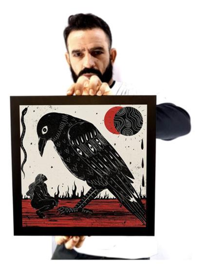 Imagem de Quadro Decorativo Corvo Magia Wicca Bruxa Símbolos