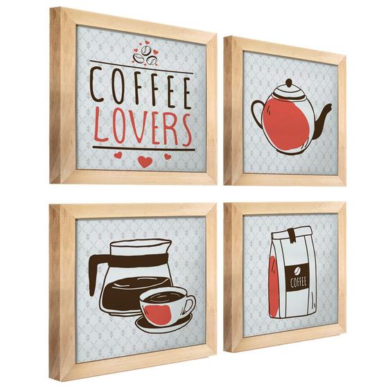 Imagem de Quadro Decorativo Cozinha Café Padaria Copa 20x20cm Kit 4 un