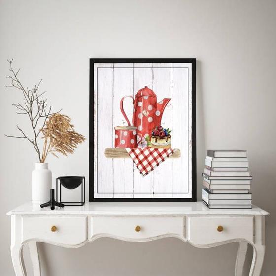 Imagem de Quadro Decorativo Cozinha Vintage Vermelho 45x34cm - com vidro