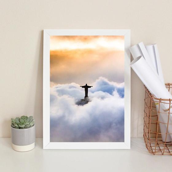 Imagem de Quadro Decorativo Cristo Redentor Entre Nuvens 24X18Cm