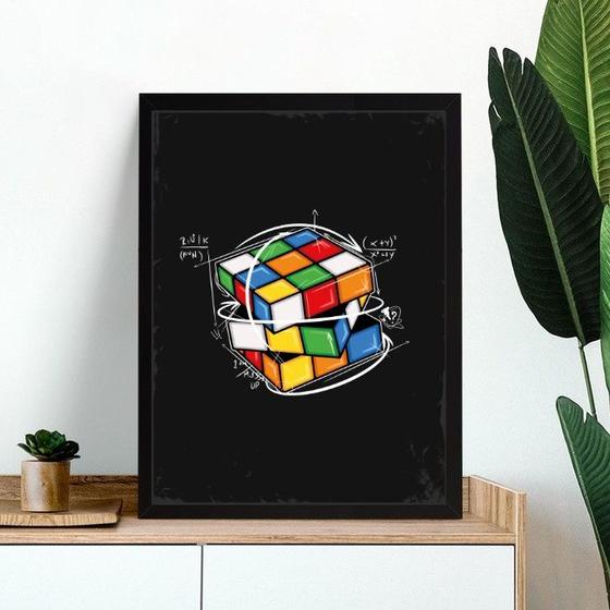 Imagem de Quadro Decorativo Cubo Mágico 33x24cm - com vidro