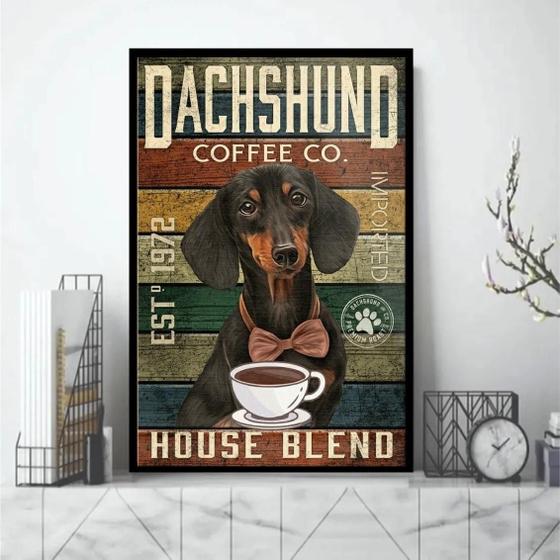 Imagem de Quadro Decorativo Dachshund Coffee 24X18Cm - Com Vidro