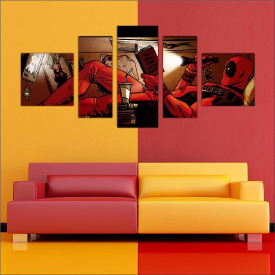Quadro Decorativo Deadpool Super Heróis Com 5 Peças TT1 Menor preço em Quadro Decorativo Deadpool Super Heróis Com 5 Peças TT1
