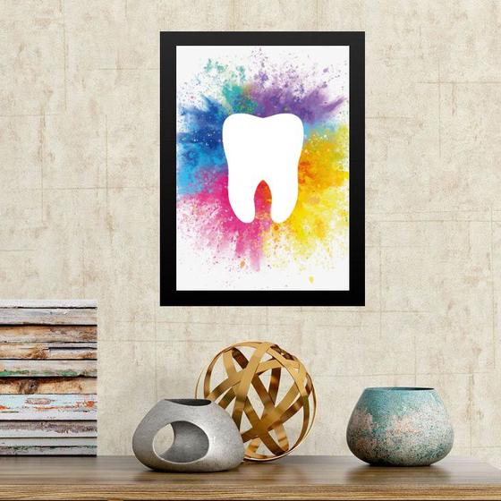 Imagem de Quadro Decorativo Dente Aquarela 45x34cm - com vidro