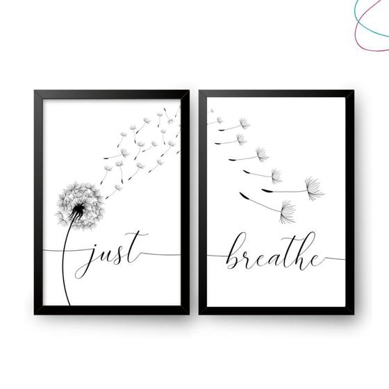 Imagem de Quadro decorativo - Dente de Leão Just Breathe com moldura