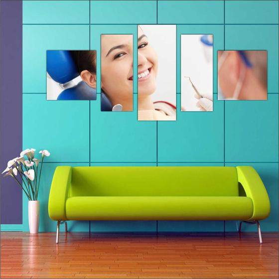Quadro Decorativo Dentista Consultórios Decoração Odontologia 5 Peças T8 Menor preço em Quadro Decorativo Dentista Consultórios Decoração Odontologia 5 Peças T8