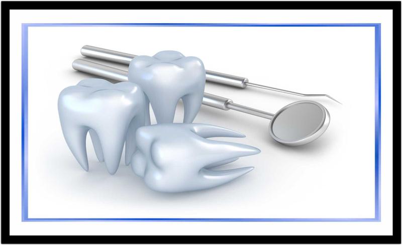 Imagem de Quadro Decorativo Dentista Dente Ferramentas Espelho Odontologia Consultórios Com Moldura RC024