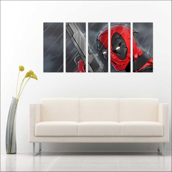 Quadro Decorativo Desenho Deadpool Super Heróis Com 5 Peças Menor preço em Quadro Decorativo Desenho Deadpool Super Heróis Com 5 Peças