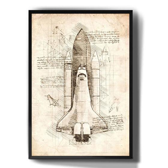 Imagem de Quadro Decorativo Desenho Foguete Nave Espacial Nasa