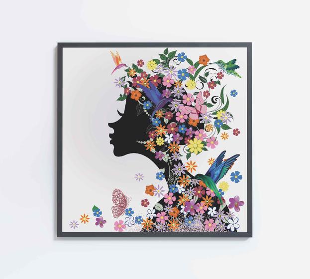 Imagem de Quadro Decorativo Desenho Mulher com Flores