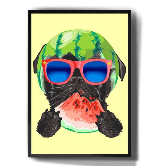 Imagem de Quadro Decorativo Desenho Pug Melancia Cachorro Fofo