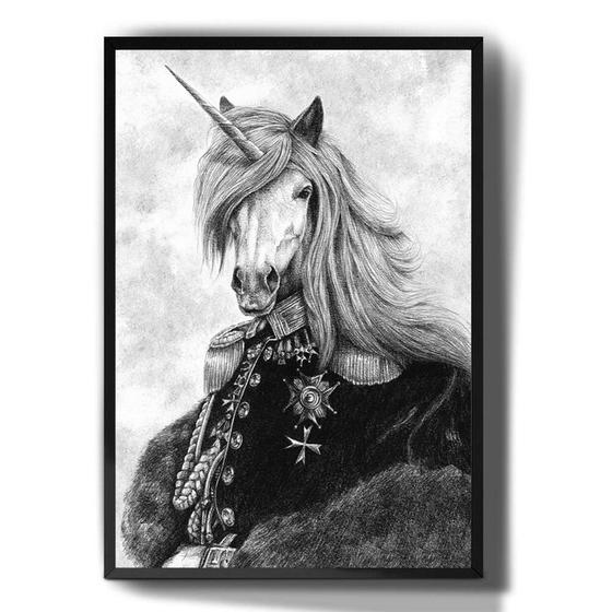 Imagem de Quadro Decorativo Desenho Retrato Antigo Unicornio