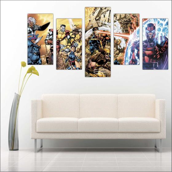 Imagem de Quadro Decorativo Desenho X-Men Mosaico 5 Peças G21