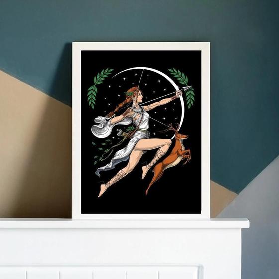 Imagem de Quadro Decorativo Deusa Artemis 45x34cm - Vidro, Preta