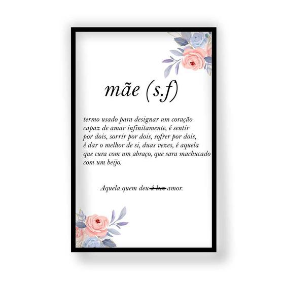 Quadro Decorativo Dia das Mães 40X60 Moldura Preta Menor preço em Quadro Decorativo Dia das Mães 40X60 Moldura Preta