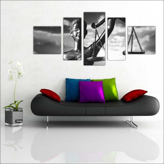 Imagem de Quadro Decorativo Direito A Deusa Da Justiça Escritórios De Advocacias Advogados 5 Peças T1
