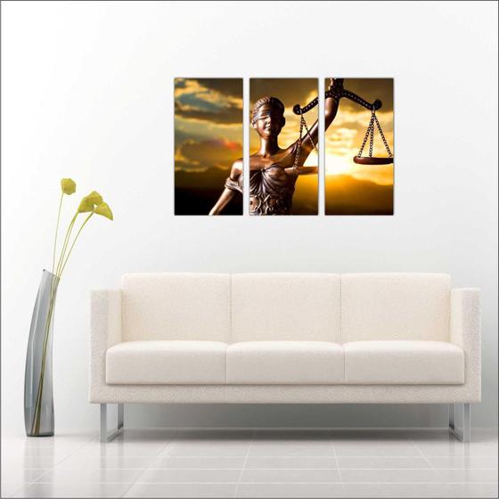 Imagem de Quadro Decorativo Direito Advogado Advocacias Decorar Salas Com 3 peças Com Moldura