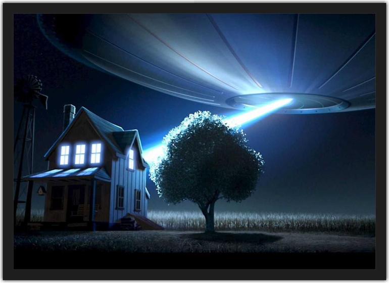 Imagem de Quadro Decorativo Disco Voador Extraterrestre Ovnis Decorações Com Moldura G02