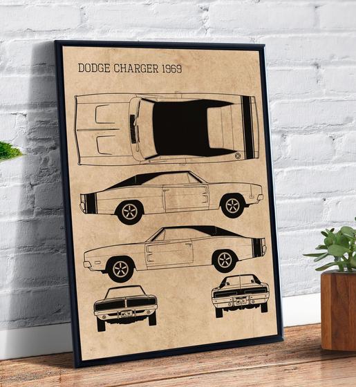 Imagem de Quadro Decorativo Dodge Charger 1969 Desenho Carro