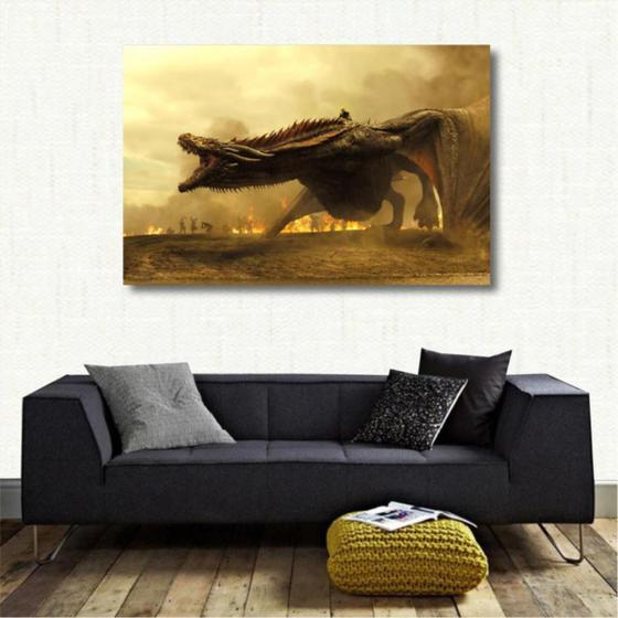 Imagem de Quadro Decorativo - Dragão Game Of Thrones - Tela Em Tecido