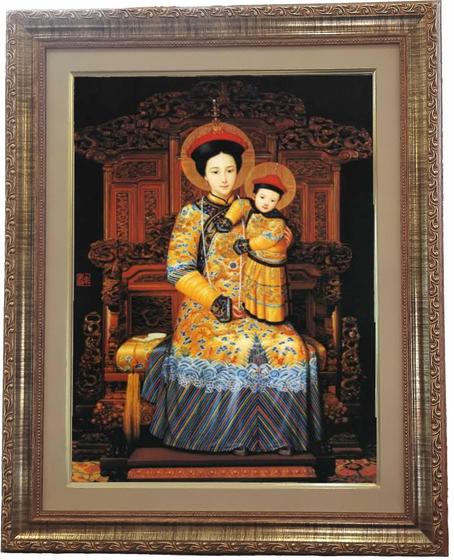 Imagem de Quadro decorativo e religioso da Nossa Senhora Da China, modelo 01, Tamanho 53x43cm Angelus.