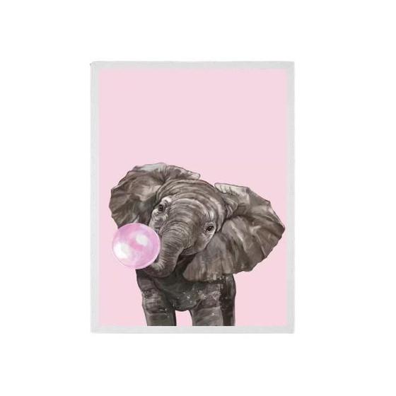 Imagem de Quadro Decorativo Elefante Bubble Gum 45X34Cm Madeira Preta