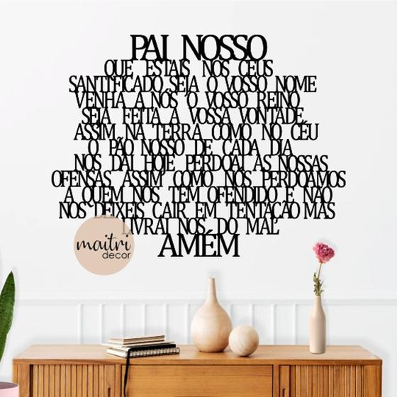 Quadro Decorativo em MDF Preto Laminado 3mm - Oração Pai Nosso - Maitri Decor Menor preço em Quadro Decorativo em MDF Preto Laminado 3mm - Oração Pai Nosso - Maitri Decor