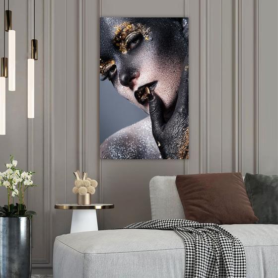 Imagem de Quadro Decorativo em Tela Mulher Delicada 100x60cm para Sala Recepção Escritório Quarto